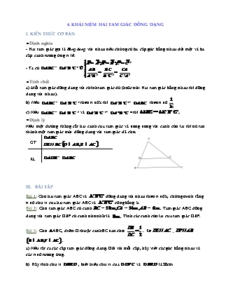 Bài tập môn Toán học Lớp 8 - Bài: Khái niệm hai tam giác đồng dạng (Có đáp án)