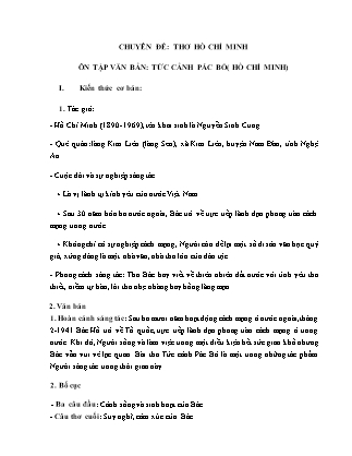 Ôn tập môn Ngữ văn Lớp 8 - Chuyên đề: Thơ Hồ Chí Minh