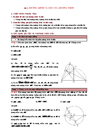 Phương pháp giải Hình học Lớp 9 - Chương 2: Đường tròn - Bài 2: Đường kính và dây của đường tròn (Có đáp án)