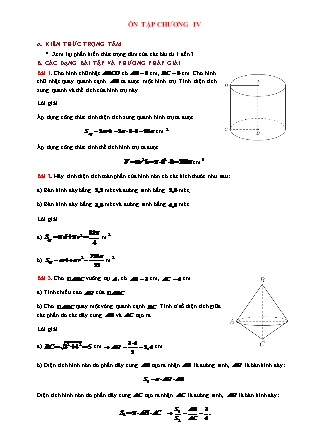 Phương pháp giải môn Hình học Lớp 9 - Chương 4: Hình trụ-Hình nón-Hình cầu - Bài: Ôn tập chương IV (Có đáp án)