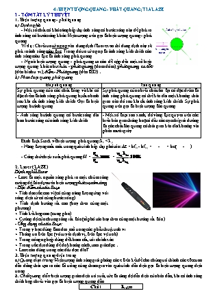 Phương pháp giải môn Vật lí Lớp 12 - Bài: Hiện tượng quang-phát quang; tia laze (Có đáp án)