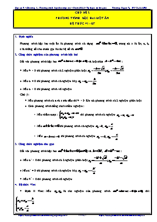 Ôn tập Đại số Lớp 9: Phương trình bậc 2 một ẩn - Hệ thức Vi-et - Trương Ngọc Vỹ