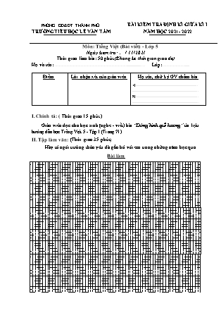 Đề kiểm tra giữa kì I môn Tiếng Việt Lớp 5 - Năm học 2021-2022 - Trường Tiểu học Lê Văn Tám (Có đáp án)