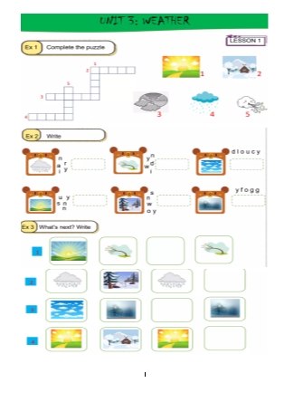 Bài tập cuối tuần môn Tiếng Anh Lớp 4 (i-Learn Smart Start) - Unit 3: Weather