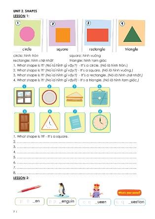 Bài tập môn Tiếng Anh Lớp 2 (I-Learn Smart Start) - Unit 2: Shapes