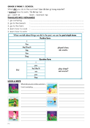 Bài tập môn Tiếng Anh Lớp 5 (i-Learn Smart Start) - Theme 1: School