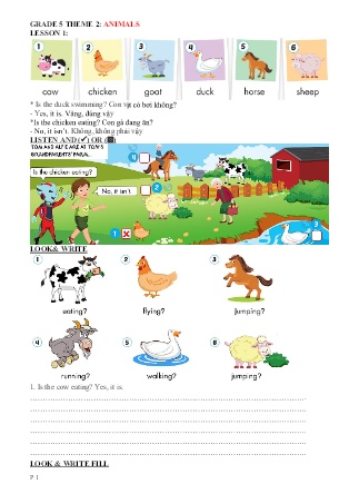 Bài tập môn Tiếng Anh Lớp 5 (i-Learn Smart Start) - Theme 2: Animals