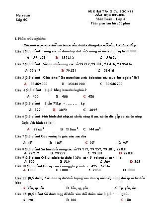 Đề kiểm tra giữa học kì I môn Toán Lớp 4 (Kết nối tri thức và cuộc sống) - Năm học 2022-2023 - Đề 2