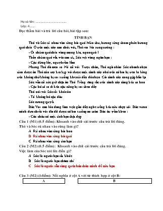 Đề kiểm tra giữa kì 1 môn Tiếng Việt Lớp 4 Sách Cánh diều (Có đáp án)