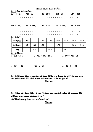 Phiếu học tập môn Toán Lớp 3 Sách Kết nối tri thức và cuộc sống (Bản đầy đủ cả năm)