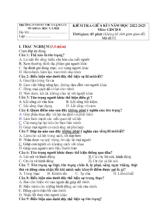 2 Đề kiểm tra GDCD 8 - Năm học 2022-2023 - Trường Phổ thông Dân tộc Bán trú THCS Nậm Lúc