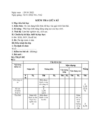 2 Đề kiểm tra GDCD 9 giữa học kì I - Năm học 2022-2023 - Trường Phổ thông Dân tộc Bán trú THCS Hoàng Thu Phố (Có đáp án + Ma trận)