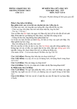 2 Đề kiểm tra Ngữ văn Lớp 8 giữa học kì I - Năm học 2022-2023 - Trường Phổ thông Dân tộc Bán trú THCS Cốc Ly 1 (Có đáp án)