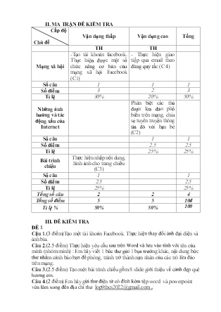2 Đề kiểm tra Tin học 9 (Có đáp án + Ma trận)