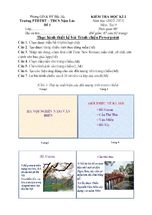 2 Đề kiểm tra Tin học 9 - Học kì I - Năm học 2022-2023 - Trường PTDTBT THCS Nậm Lúc (Có đáp án + Ma trận)