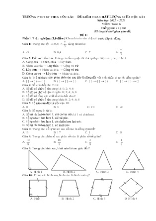 2 Đề kiểm tra Toán 6 giữa học kì I - Năm học 2022-2023 - Trường Phổ thông Dân tộc Bán trú THCS Cốc Lầu (Có đáp án)