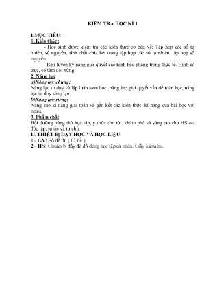 2 Đề kiểm tra Toán Lớp 6 - Học kì I - Năm học 2022-2023 - Trường Phổ thông Dân tộc Bán trú TH&THCS Bản Cái (Có đáp án + Ma trận)