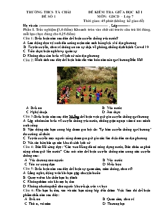 Đề kiểm tra GDCD 7 giữa học kì I - Đề số 1 - Trường THCS Tà Chải (Có đáp án + Ma trận)