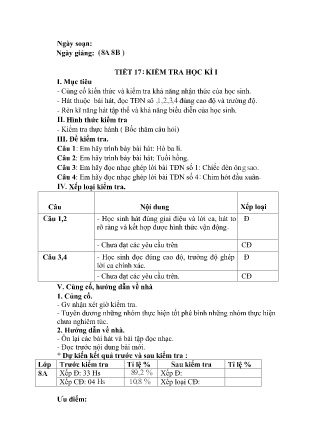 Giáo án Âm nhạc 8 - Tiết 17: Kiểm tra học kì I