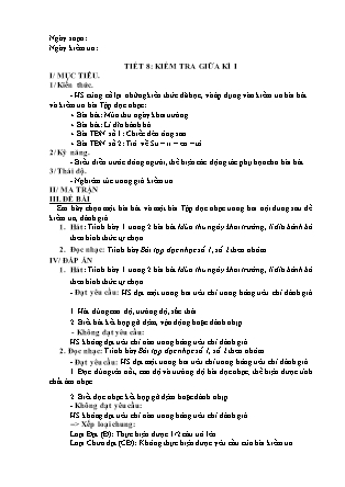 Giáo án Âm nhạc 8 - Tiết 8: Kiểm tra giữa kì I
