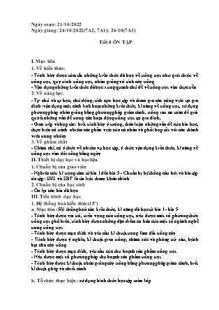 Giáo án Công nghệ 7 - Tiết 8: Ôn tập - Năm học 2022-2023