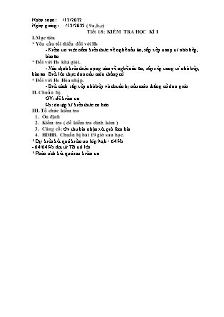 Giáo án Công nghệ 9 - Tiết 18: Kiểm tra học kì I - Năm học 2022-2023 - PGD Bắc Hà