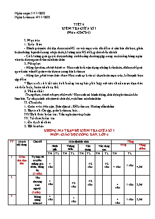 Giáo án GDCD 6 - Tiết 9: Kiểm tra giữa học kì I - Năm học 2022-2023 - Trường THCS Tà Chải