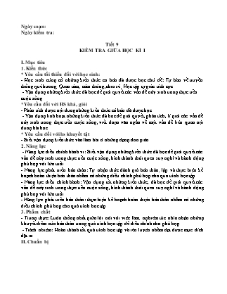 Giáo án GDCD 7 - Tiết 9: Kiểm tra giữa học kì I