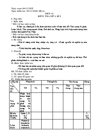 Giáo án GDCD 8 - Tiết 10: Kiểm tra giữa kì I - Năm học 2022-2023 - Trường Phổ thông Dân tộc Bán trú THCS Thải Giàng Phố