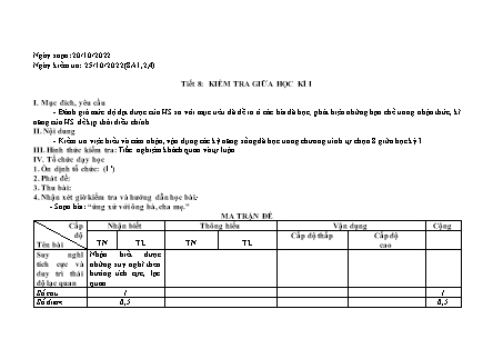 Giáo án GDCD 8 - Tiết 8: Kiểm tra giữa học kì I