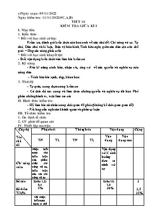 Giáo án GDCD 9 - Tiết 10: Kiểm tra giữa học kì I - Năm học 2022-2023 - Trường Phổ thông Dân tộc Bán trú THCS Thải Giàng Phố