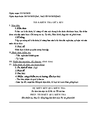 Giáo án GDCD 9 - Tiết 8: Kiểm tra giữa kì 1 - Năm học 2022-2023 - Trường THCS Bảo Nhai