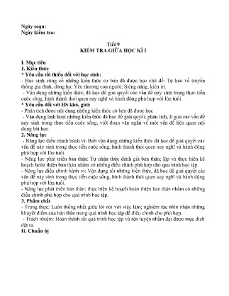 Giáo án GDCD Lớp 6 - Tiết 9: Kiểm tra giữa học kì I