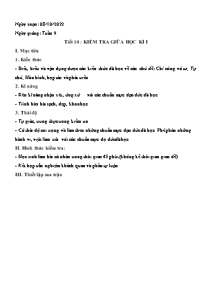 Giáo án GDCD Lớp 9 - Tuần 9, Tiết 10: Kiểm tra giữa học kì I - Năm học 2022-2023