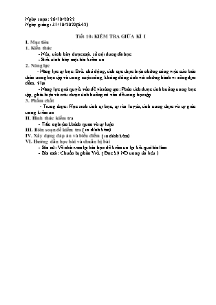 Giáo án Giáo dục địa phương 6 - Tiết 10: Kiểm tra giữa kì I - Năm học 2022-2023 - Trường THCS Bảo Nhai