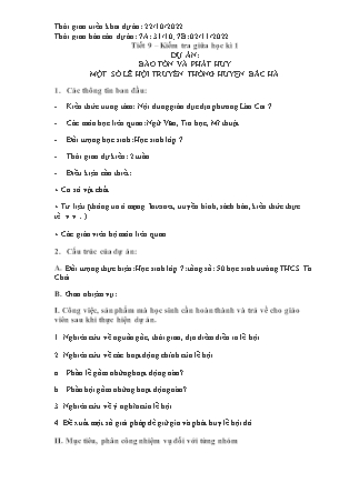 Giáo án Giáo dục địa phương Lớp 7 - Tiết 9: Kiểm tra giữa kì I - Năm học 2022-2023