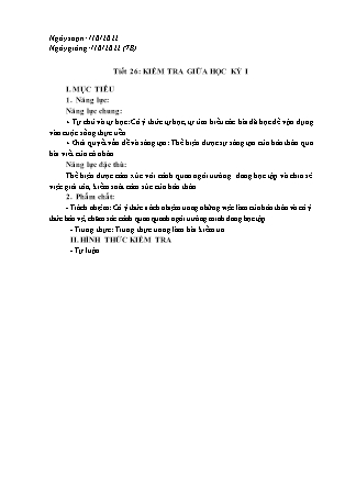 Giáo án Hoạt động trải nghiệp, hướng nghiệp Lớp 7 - Tiết 26: Kiểm tra giữa học kì I - Năm học 2022-2023 - Trường PTDTBT TH&THCS Bản Liền