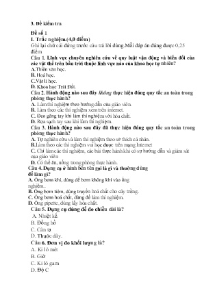 Giáo án Khoa học tự nhiên 6 - Tiết 36+37: Kiểm tra giữa kì I - Năm học 2022-2023 (Có đáp án + Ma trận)