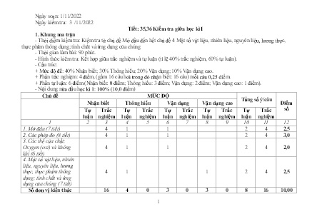 Giáo án Khoa học tự nhiên Lớp 6 - Tiết 35+36: Kiểm tra giữa kì I - Năm học 2022-2023 - Trường THCS Xã Nậm Lúc