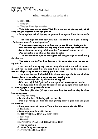 Giáo án Khoa học tự nhiên Lớp 7 - Tiết 33+34: Kiểm tra giữa kì I - Năm học 2022-2023