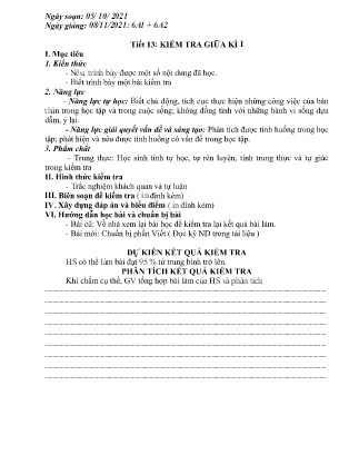 Giáo án Lịch sử và Địa lí Lớp 6+7 - Tiết 13: Kiểm tra giữa kì I - Năm học 2022-2023 - Trường PTDTBT THCS Nậm Lúc