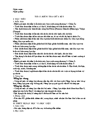 Giáo án Lịch sử và Địa lí Lớp 7 - Tiết 13: Kiểm tra giữa kì I