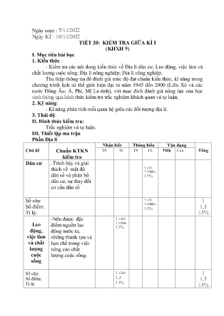 Giáo án Lịch sử và Địa lí Lớp 9 - Tiết 20: Kiểm tra giữa kì I - Năm học 2022-2023 - Bùi Văn Muôn