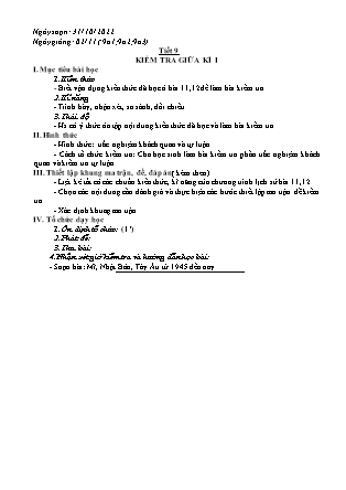 Giáo án Lịch sử và Địa lí Lớp 9 - Tiết 9: Kiểm tra giữa kì I - Năm học 2022-2023