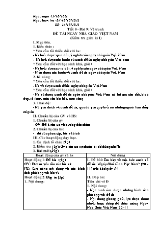 Giáo án Mĩ thuật 8 - Tiết 8, Bài 9: Vẽ tranh Đề tài Ngày Nhà giáo Việt Nam - Năm học 2022-2023 - Thàng Văn Quỳnh