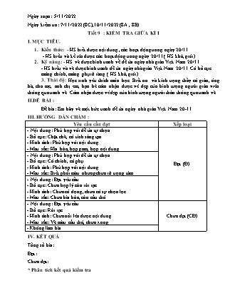 Giáo án Mĩ thuật 8 - Tiết 9: Kiểm tra giữa kì I - Năm học 2022-2023 - Lý Thủy Tiên