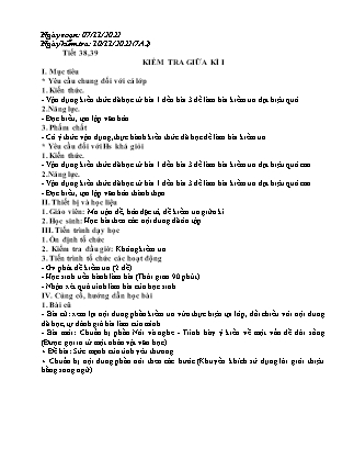 Giáo án Ngữ văn Lớp 7 - Tiết 38+39: Kiểm tra giữa kì I - Năm học 2022-2023 - Trường THCS Bảo Nhai