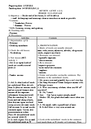 Giáo án Tiếng Anh Lớp 9 - Period 22 đến 24 - Năm học 2022-2023