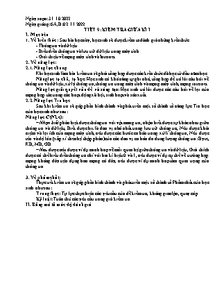 Giáo án Tin học 6 - Tiết 9: Kiểm tra giữa kì I - Năm học 2022-2023