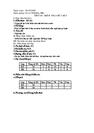 Giáo án Tin học 8 - Tiết 18: Kiểm tra giữa kỳ 1 - Năm học 2022-2023 - Trường PTDTBT TH&THCS Bản Liền